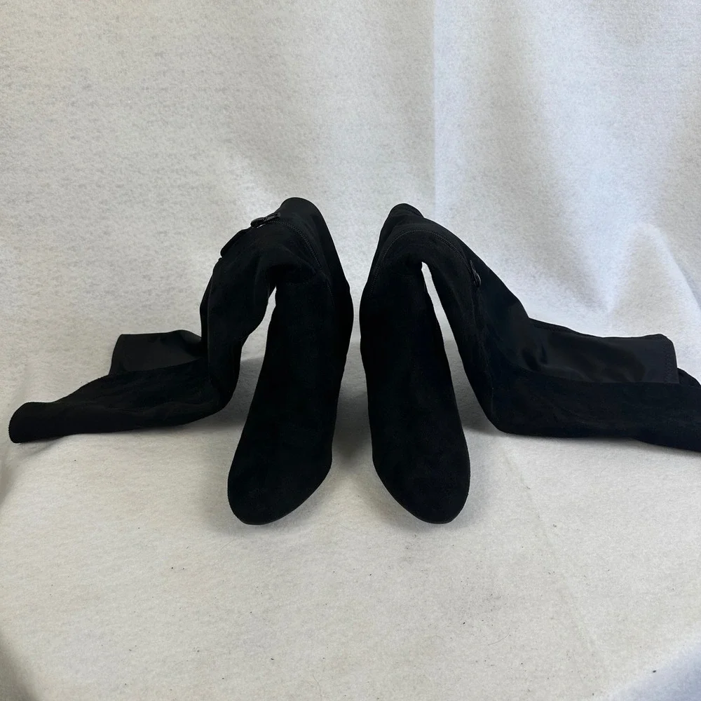 Zigisoho Black Suede Over The Knee Wedge Boots‎ Womens 6 Streetwear